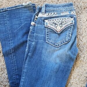 Miss Me Blue Boot Cut Jeans with Embroidery